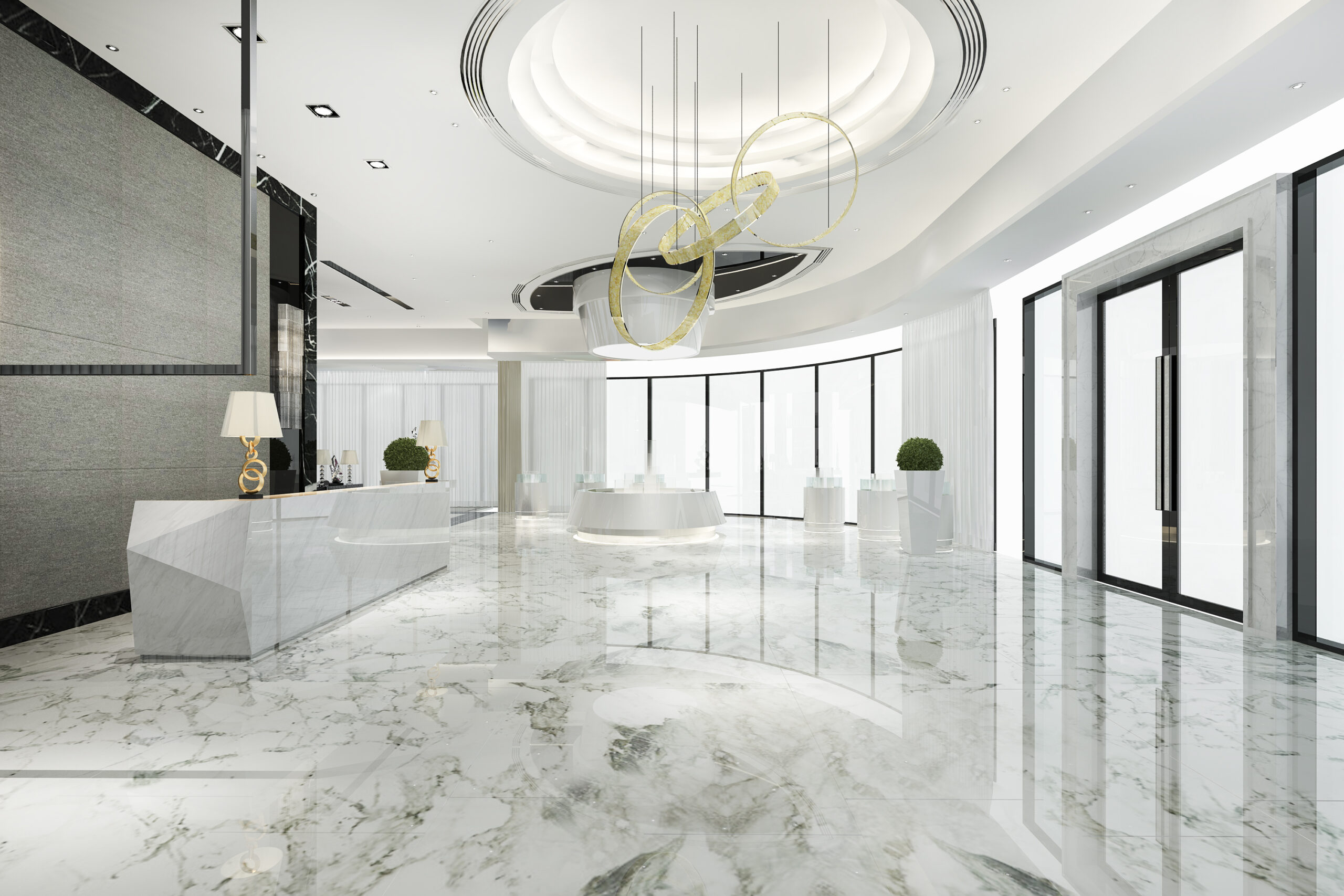 3d rendering modern luxury hotel and office reception and lounge